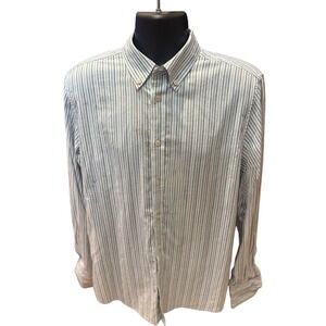 Men's Ben Sherman Button Down Shirt XL Blue White Striped Long Sleeve Cotton